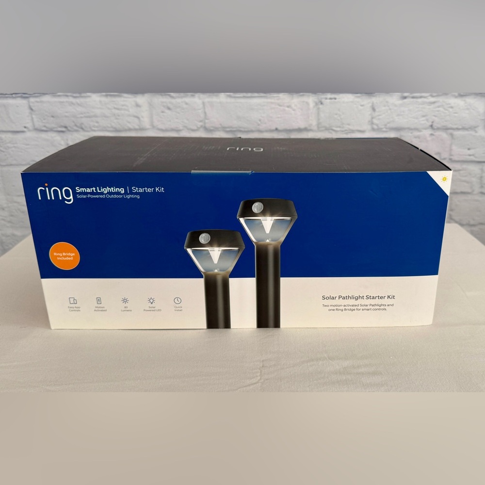 New Ring Solar Powered Pathlight Outdoor Motion-Sensor Security Lights Kit